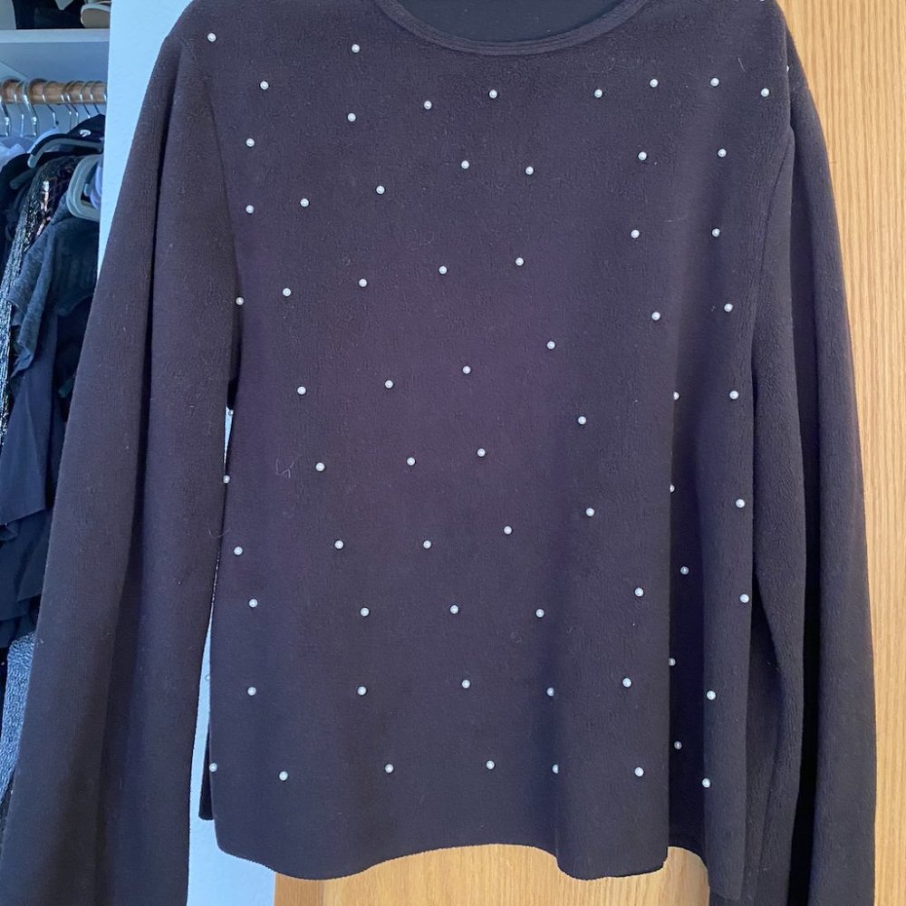 Zara black and pearl long sleeve sweater